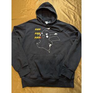 Pokémon Pikachu “Pika Pika” Graphic Hoodie Adult Medium Black Pullover